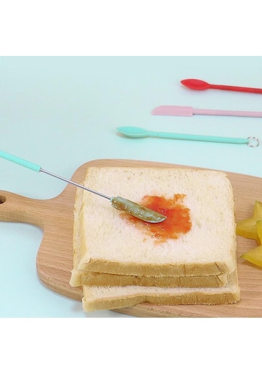 Yeşil 2 Adet/takım Spatula Araç Seti Silikon Mini Spatula Çift Uçlu Kazıyıcı Güzellik Kaşık İle Mutfak Kavanozları İçin