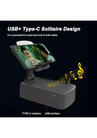 Teltree Siyah 3'ü 1 Toplu Masaüstü Telefon Tutucu: Bluetooth Hoparlör, Usb Şarj Ve Yüksek Kaliteli Ses - 1500mah Pil İle Kolaysız Aramalar Siyah