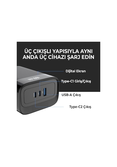 Bix Pb140w 30000mah Usb Ve 2 Type-c Pd 140w Üç Çıkışlı Powerbank