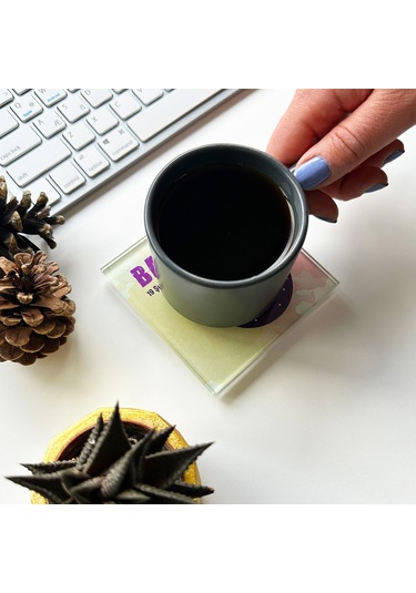 Decorita Cam Bardak Altlığı Burçlar - Balık Burcu 4'lü Takım Çok Renkli