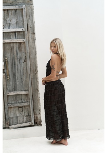 Sofi Transparan Kahve Crop Etek Takım Kahve