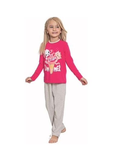 Donex Kız Çocuk Baskılı Uzun Kollu Pijama Takımı 524 001