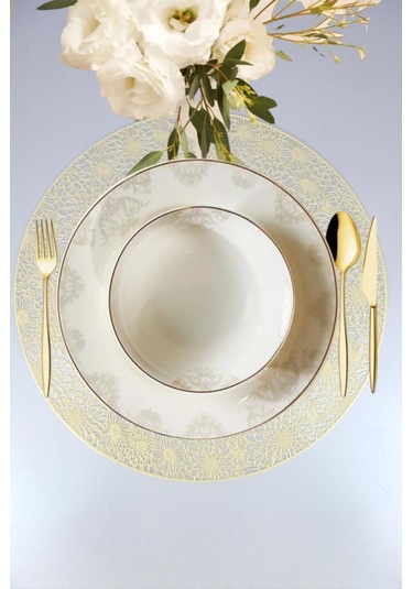 Digithome Acar 6 Lı Amerikan Servisi Supla Yuvarlak Krem 38 Cm Acr-281 C320.033 Krem