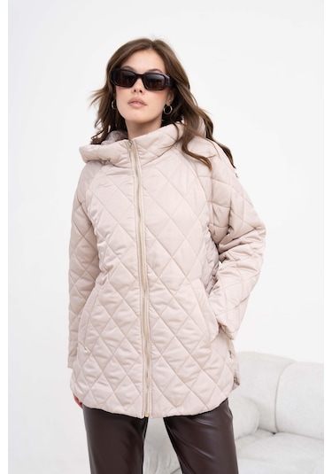 FTZ Women Ftz Kadın Kapitone Kaban Beige 30966 Beige Bej