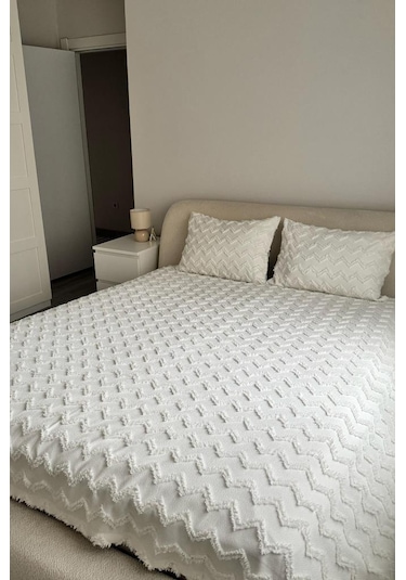 Çeyiz Diyarı Lumpa 2 Parça Tek Kişilik Pike Takımı Krem Krem