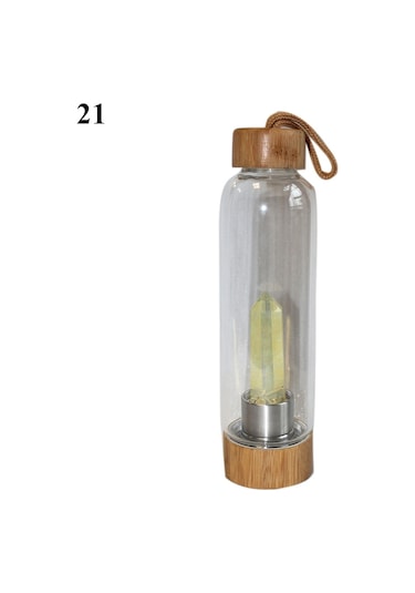 Lebihmurah Generic Doğal Kristal Sütun Taş Enerji Şifa Cam Su Şişesi Bardak Drinkware