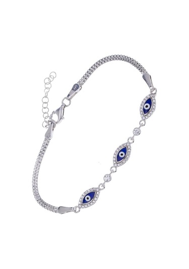 Nagiss Nazar Boncuğu Mineli Model-4 Zirkon Taşlı 925 Ayar Gümüş Kadın Bileklik