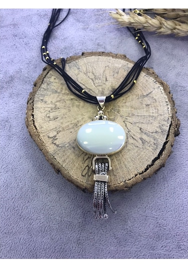 Sedef Taşlı Gümüş Kolye 925 Ayar Taş 512653736