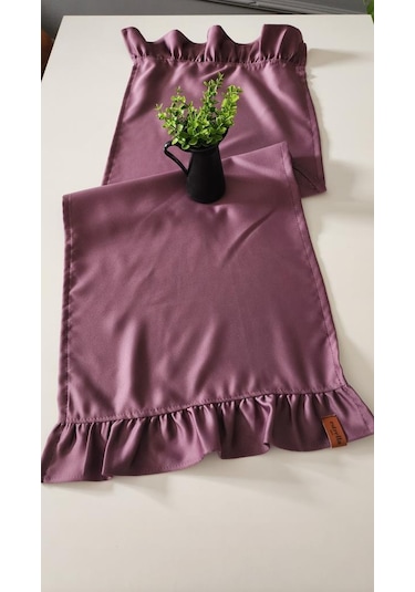 Cemre Saten 2-kenar Fırfırlı Vintage Runner Örtü Mürdüm 40x110