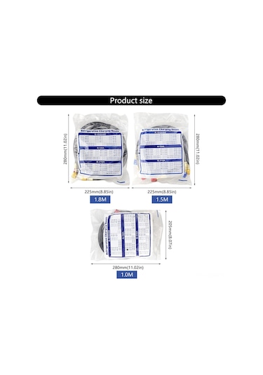 Qingmipy R22/r134a/r410a Soğutucu Yükleme Hortumu Seti - 1m Dayanıklı Kauçuk + Bakır Uçlar
