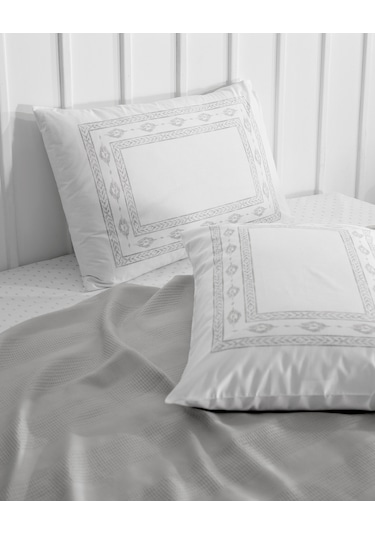 Madame Coco Mathilda King Size %100 Pamuk Karde Düz Pike Takımı - Açık Gri 8684427196847 Çok Renkli