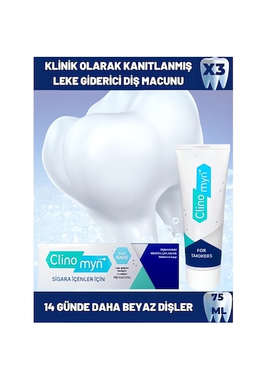 Clinomyn Smokers Sigara İçenler için Diş Beyazlatan Diş Macunu 75 ML x 3