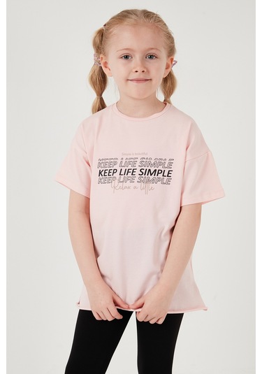 Lela Pamuklu Bisiklet Yaka Kısa Kollu Taytlı Alt-Üst Kız Çocuk Takım 6212007 Somon Lela Pamuklu Bisiklet Yaka Kısa Kollu Taytlı Alt-Üst Kız Çocuk Takım 6212007 Somon