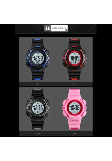 Xindoker Skmeı 1450 Dijital Saat - 50m Su Geçirmez, El Işık, Alarm, Kronometre, Hafta/tarih Gösterimi, Unisex Spor Kol Saati Pembe Çok Renkli