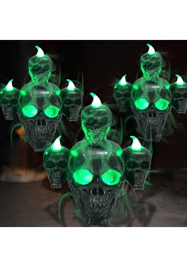 Singree Altın Halloween Dekorasyon Led Işıklı Sandalye Kokulu Dumanlı Kelle Süsü 3 Ag13 Pil + 3 Sandalye + Pinzet Dahil