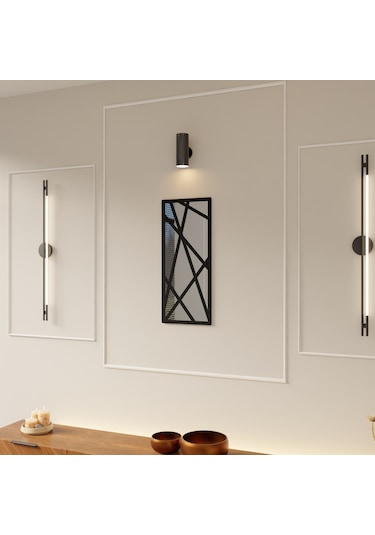 Dekoratif Modern Geometrik Pleksi Ayna Siyah