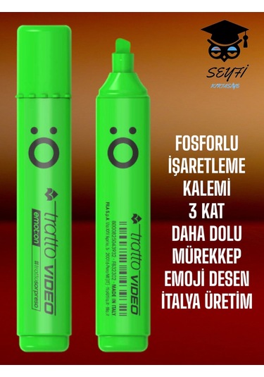 Fosforlu İşaretleme Kalemi 3 Kat Daha Dolu Mürekkep İtalya Üretim Pembe