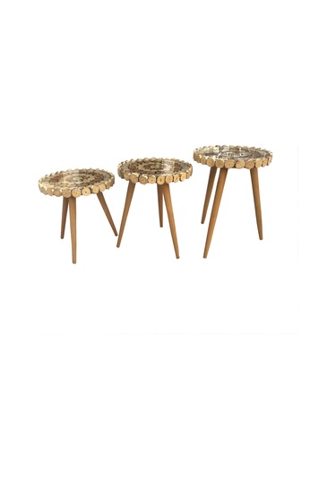 Zigon Sehpa KÜTÜK KESME Model Doğal Ağaç Natüre Kayın Torna RETRO ayak El Yapım