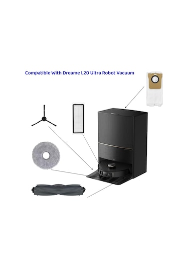 Synodicmonth Dreame L20 Ultra/l30 Ultra Elektrikli Süpürge İçin Aksesuar Seti Ana Yan Fırça Hepa Filtre Paspas Bezi Toz Torbaları Parçaları