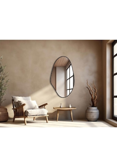 Asimetrik Ayna, Konsol Aynası, Dresuar Aynası, Tuvalet Aynası Holl Ayna 1.kalite Ayna 75x50 Cm 75 X 50 Siyah