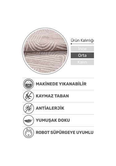 Revna Bej Kahverengi Yıkanabilir Halı Kaydırmaz Pamuk Dokuma Salon Mutfak Koridor İçin Kahverengi