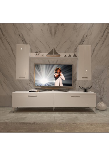 Decoraktiv Eko 7 Slm Std Silver Tv Ünitesi Tv Sehpası Beyaz