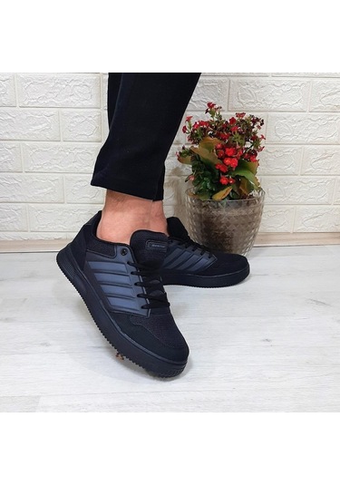 Bestof 074 Siyah-siyah Sneaker Düz Taban Hafif Rahat Spor Çift Ayakkabısı 001