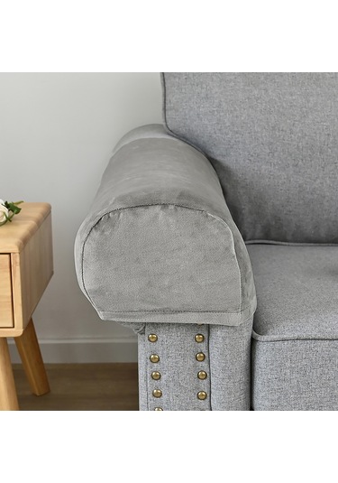 Geeksen Ev İçin Gri Yumuşak Kumaş Koltuk Kol Hattı Koruması - Yıkanabilir, Kaymaz, Dört Mevsim Kullanıma Uygun, 10 Adet Çivi İçeren Set AÇIK GRİ