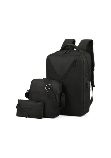 Jeemson Üçlü Set İş Seyahat Sırt Çantası: Oxford Kumaş, Usb Şarj, Çok Bölmeli, İş Ve Günlük Kullanıma Uygun Siyah Çok Renkli