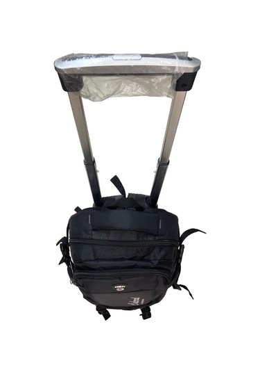 Siyah Ortopedik Unisex Çekçekli Tekerlekli Sırt Yolcu Dağcı Kamp Çantası 50 Litre 20inç Siyah