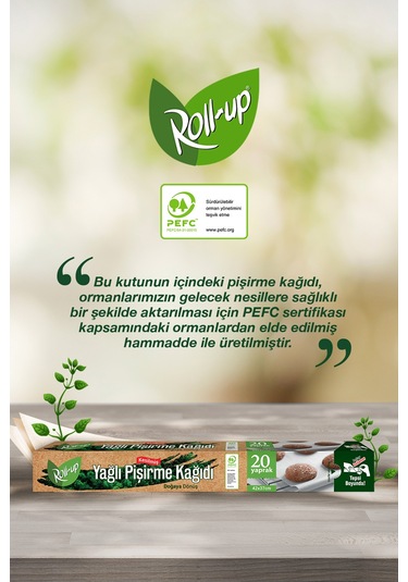 Roll-Up Doğaya Dönüşümlü Kesilmiş Yağlı Pişirme Kağıdı 20 Yaprak Standart