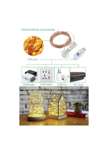 Yılbaşı Ve Özel Konsept Dekorasyon 5 Mt Usb Bağlantılı Led Işık