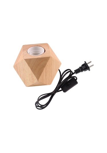 Soulader E27 Duyulu Retro Masa Lambası Elmas Desenli Ahşap Gece Lambası Dekoratif Aydınlatma Çok Renkli