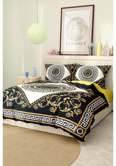 Marka Nevresim Takımı Çift Kişilik Pamuklu Saten Kumaş 6 Parça 3d Dijital Baskı Duvet Cover Set Model No:89 Renkli