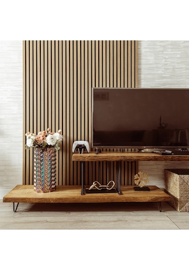 60x240 Cm Ceviz Renk Akustik Ahşap Duvar Paneli