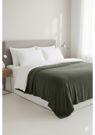 Peluş Tek Kişilik Battaniye Welsoft Battaniye Tv Battaniyesi Polar Battaniye Süper Yumuşak Haki