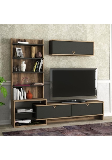 Dekorister Exclusive Pırıl Tv Ünitesi Ceviz-Antrasit