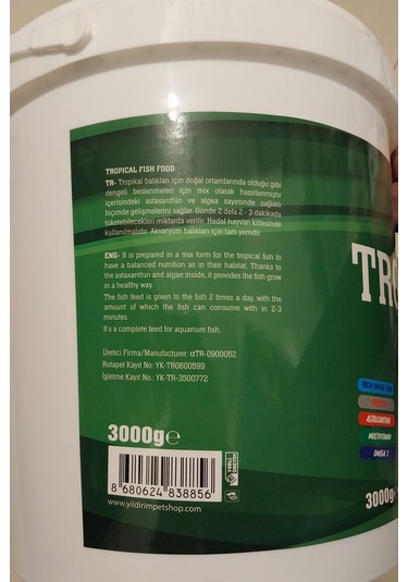 Has Tropical Gran 3kg Kova Lepistes Moli Canlı Doğuran Balık Yemi