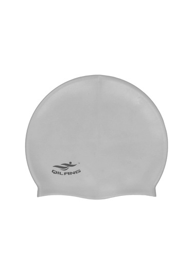 Yetişkin Düz Renk Su Geçirmez Silikon Yüzme Bonesi Gümüş