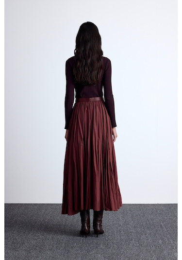 Pılıse Maxı Etek Bordo Bordo