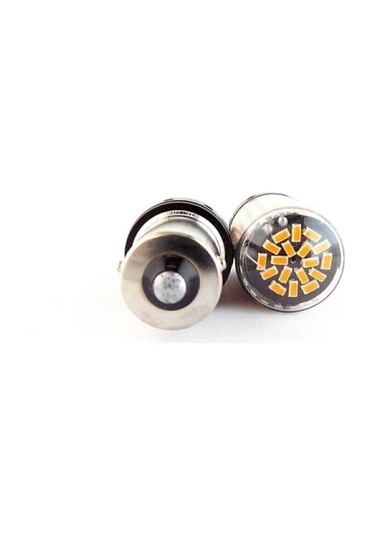Led Sinyal Ampulü 144 Led Turuncu Arıza Işığı Yakmaz - Tek Duy Düz Tırnak