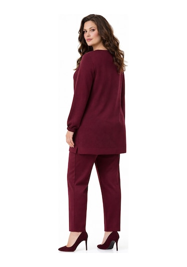 Baglan Kadın Simli Tunik Pantolon Takım Bgl-st05428 Bordo