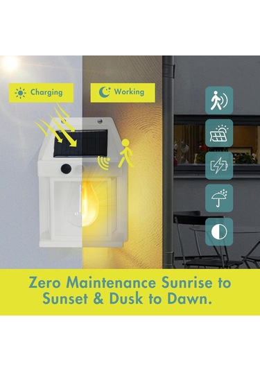 2 Paket Güneş Powered Motionsensor Duvar Lambası Dualbrightness, İç/dış Mekan, Beyaz Beyaz