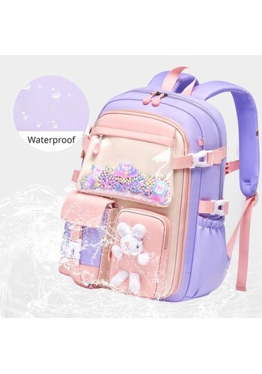 Ebitda Mor 2023 İlköğretim Kız Çantası, Omurga Korumalı, Hafif, Buzdolabı Açık, Büyük Kapasiteli, Kitap Çantası, Küçük Boy Mor