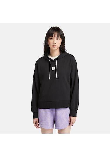Timberland Stack Logo Loop Back Hoodie Kadın Sweatshirt-33280 Siyah