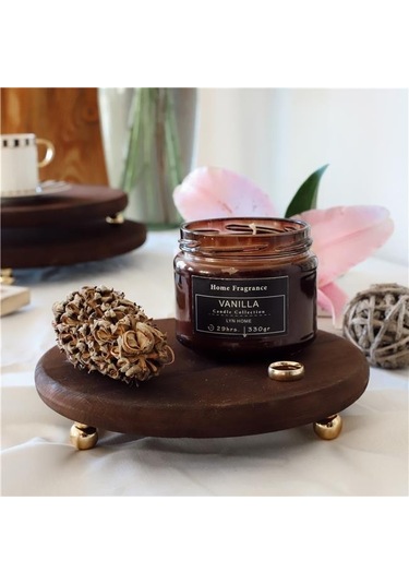 Akayev Ahşap 20 Cm Altın Ayaklı Sunum Tabağı Beyaz