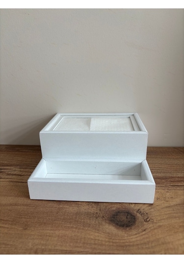 Mimoza Baharatlık Bölmeli Ahşap Masaüstü Peçetelik 6 Adet Restaurant Dispenser Beyaz Baharatlıklar Hariç