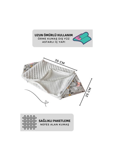 Bebek Hurcu, Gri Orman Desenli, Çift Kumaş, 25x25x35 Cm Gri