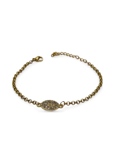 Altın Renk Mekik Beyaz Taşlı Model Doc Zincir Çelik Bileklik - 3676 Çok Renkli