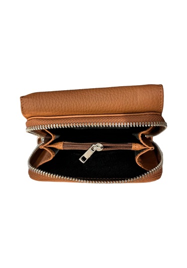 Monte Lui Unisex Hakiki Deri Cüzdan Camel